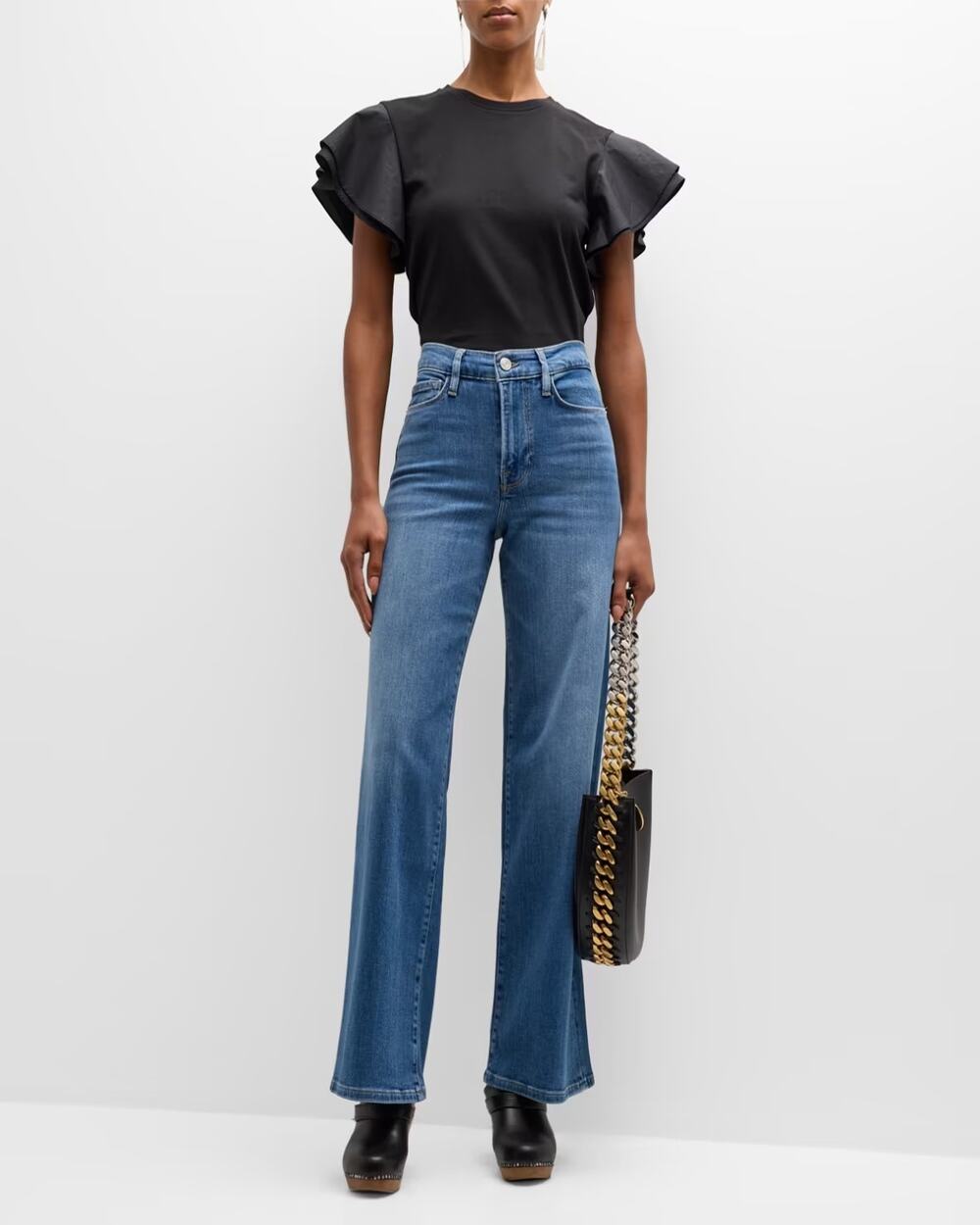 FRAME Le Slim Palazzo Wide Leg Jean Jetty 32 NWT Contemporary Minimalism Classic